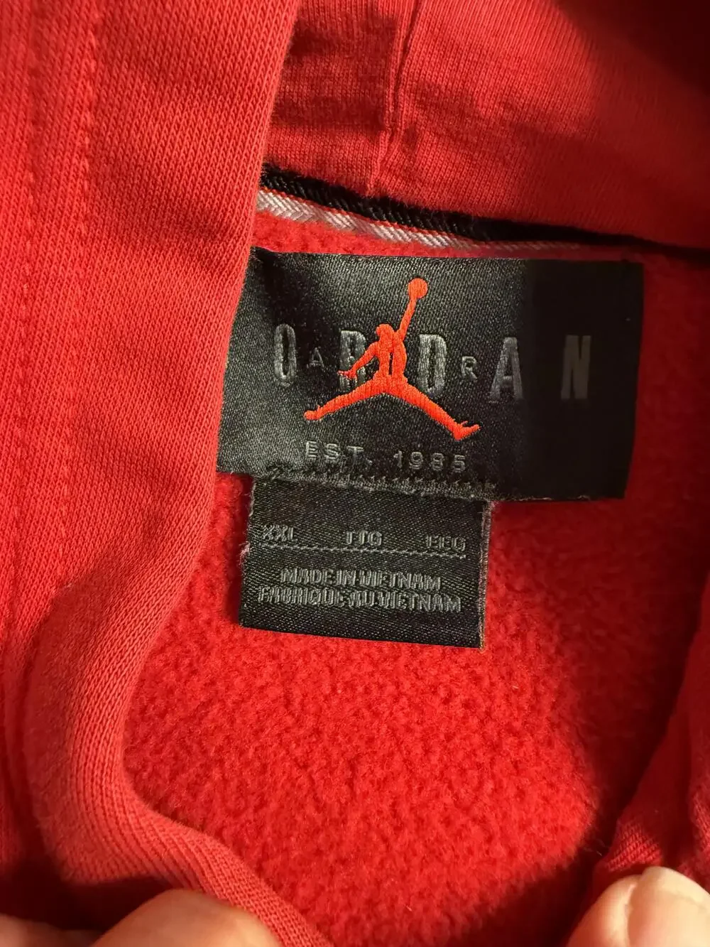 Jordan Hoodie Mens 2XL Red Pullover Fleece Jumpman Embroidered Nike Pocket